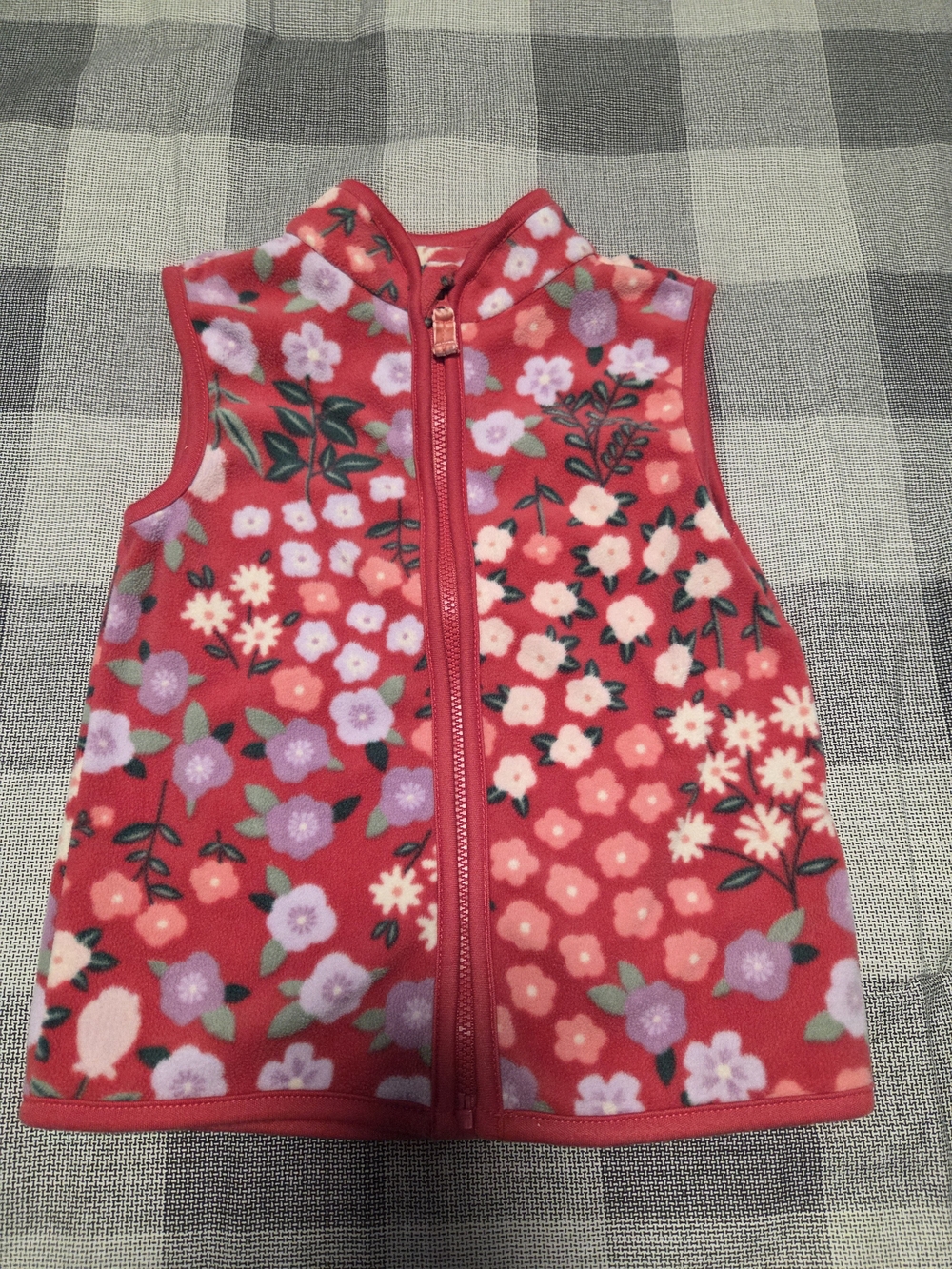 2 For $15 Carter's Toddler Girl Pink Floral Fleece Zip-Up Vest 3T Fall Winter
